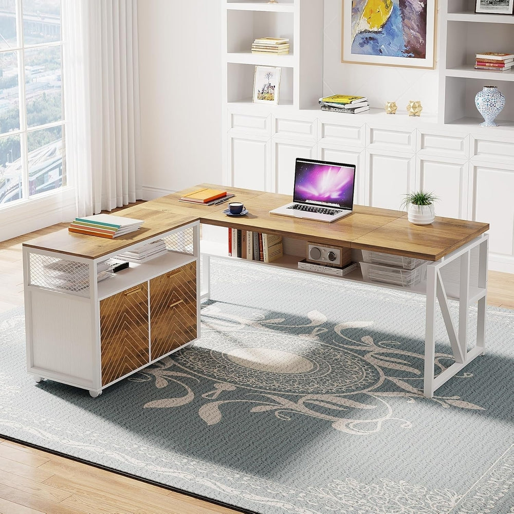 Tribesigns L Shaped Desk with Drawer Cabinet 63 Inch Home Office Furniture Set Image 2