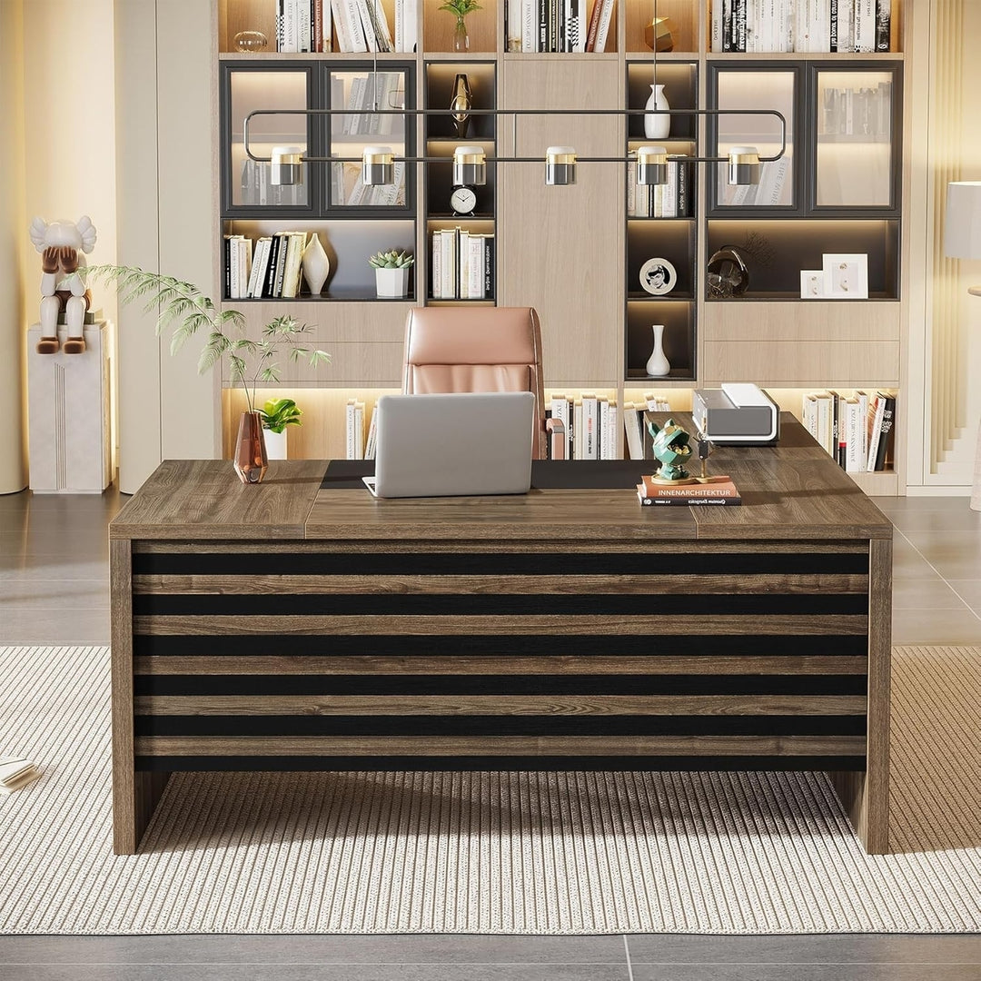 Tribesigns 62.2" Executive Desk with Mobile File Cabinet, L-Shaped Office Desk with Storage Shelves, Large Computer Desk Image 5