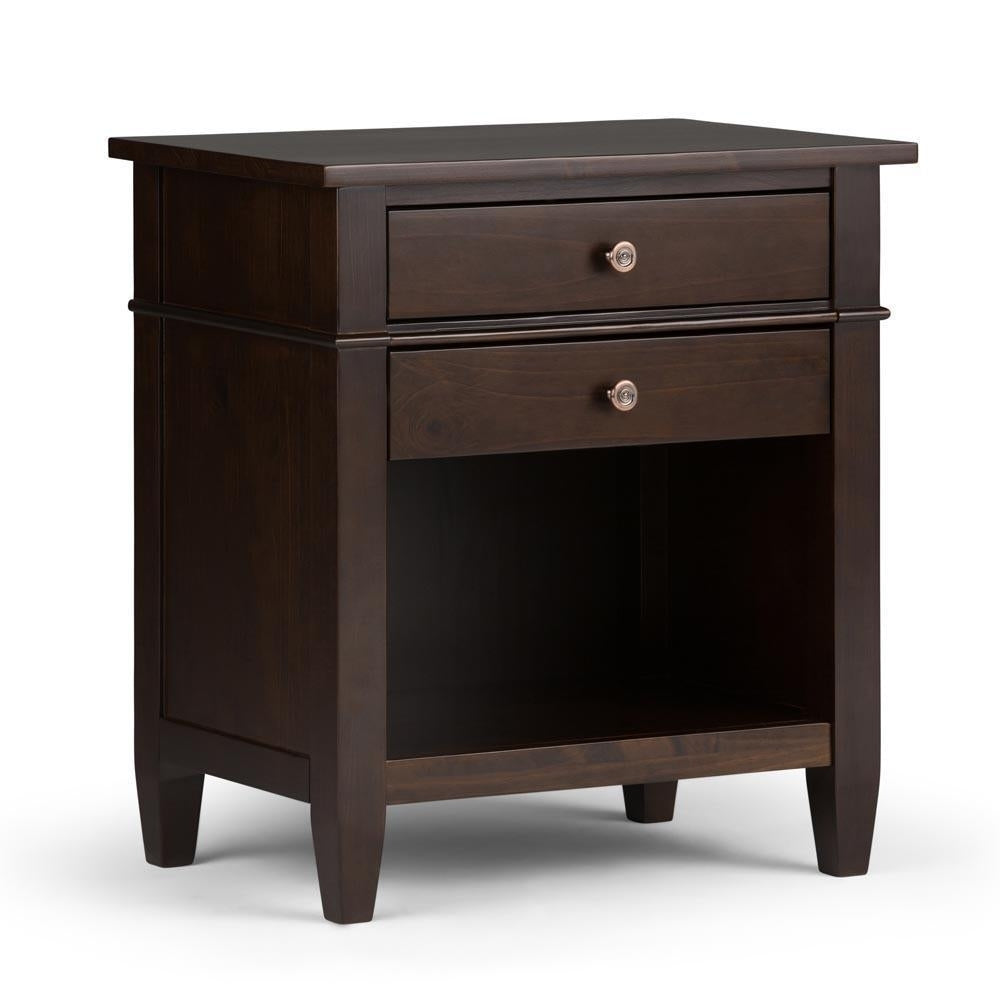 Carlton Bedside Table Solid Wood Storage 2 Drawers 16x24x26 Contemporary Design Image 2