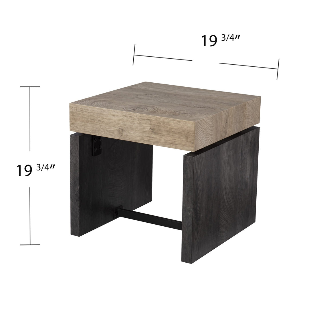 20" Natural Wood Manufactured Wood And Iron Square End Table Image 5