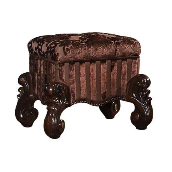 22" X 22" X 19" Cherry Oak Fabric Vanity Stool Image 2