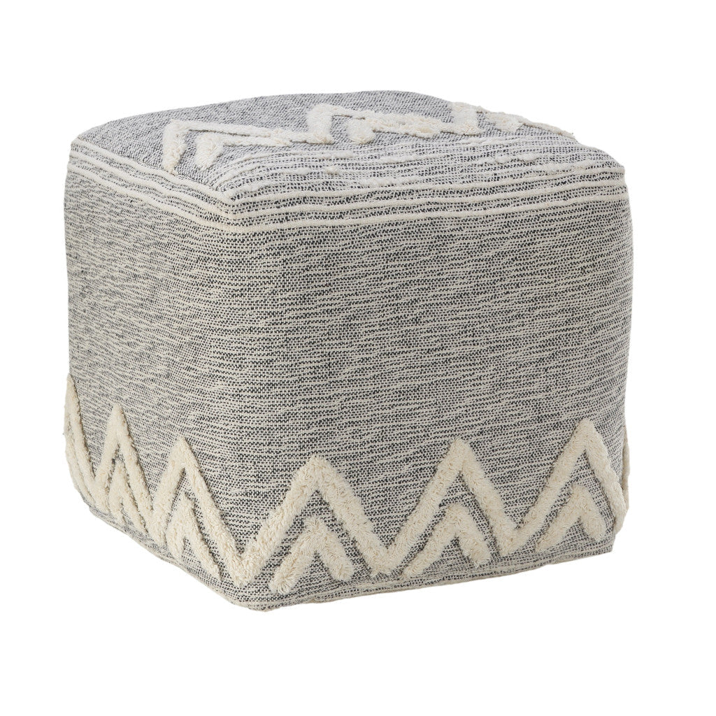 16" Gray Polyester Ottoman Image 1