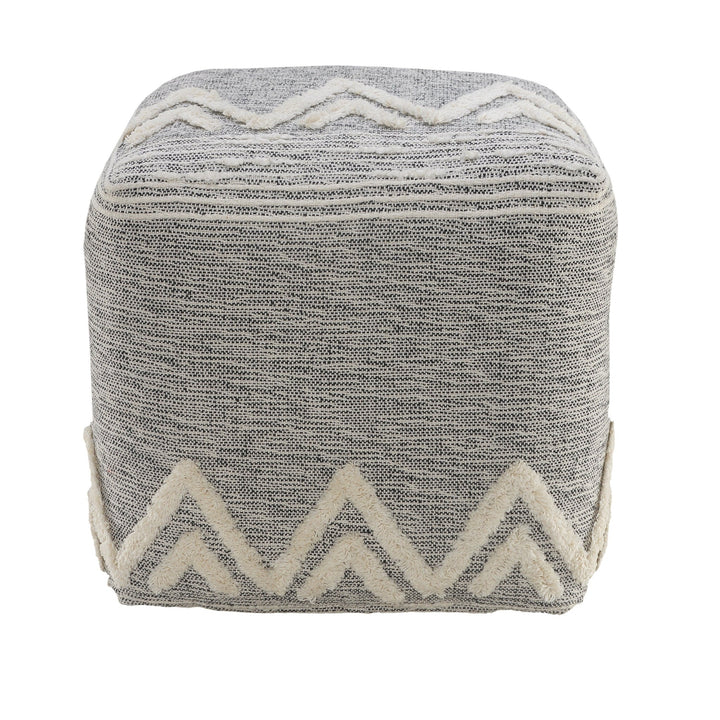 16" Gray Polyester Ottoman Image 4