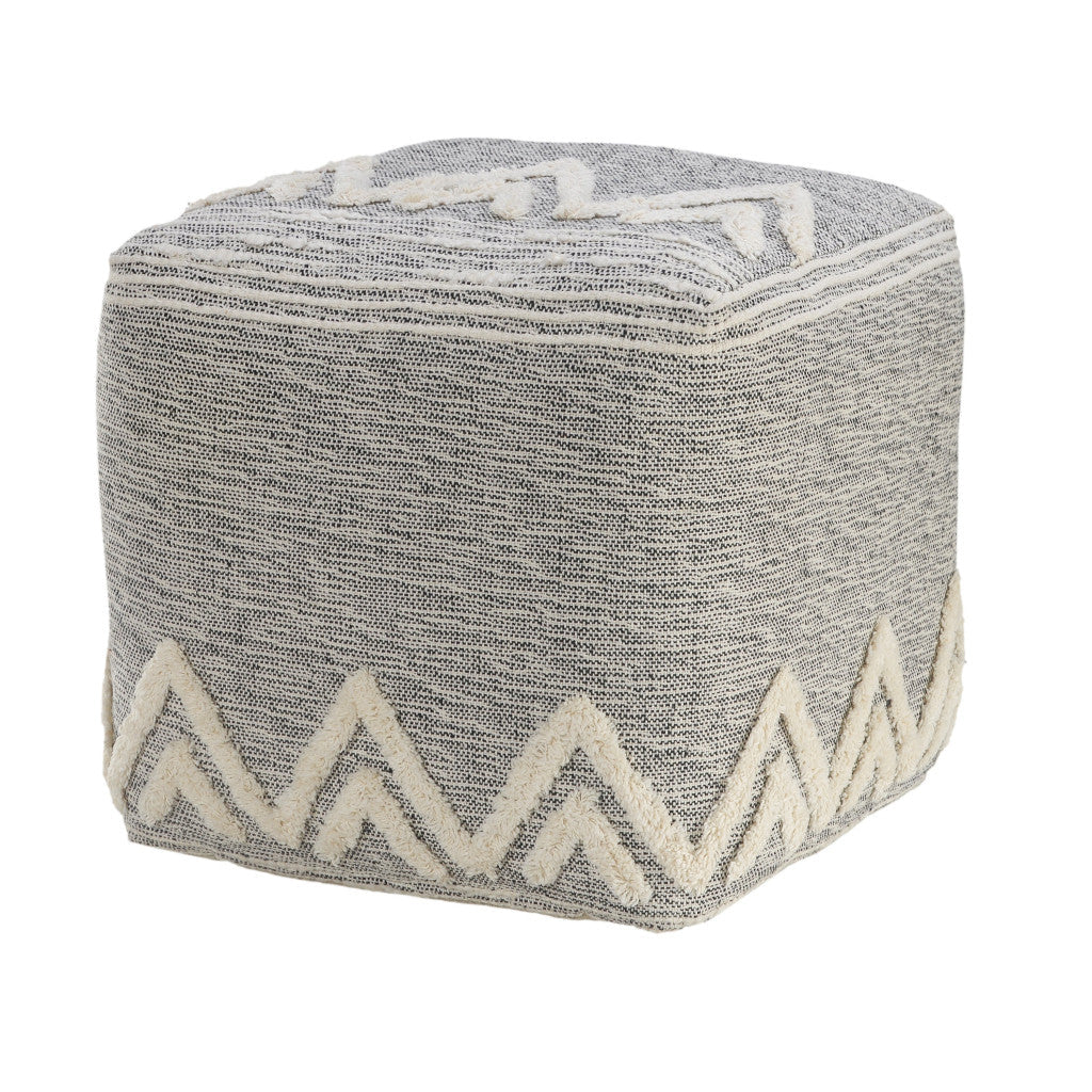 16" Gray Polyester Ottoman Image 5