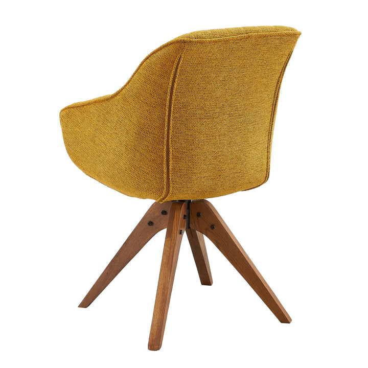 23" Yellow Fabric And Natural Swivel Arm Chair Image 2