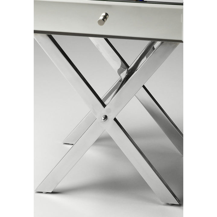 24" Mirrored Glass End Table With Drawer Image 2