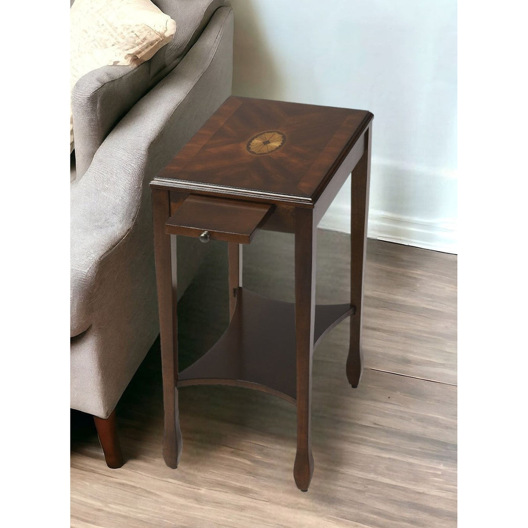 25" Dark Brown Manufactured Wood Rectangular End Table With Shelf Image 7