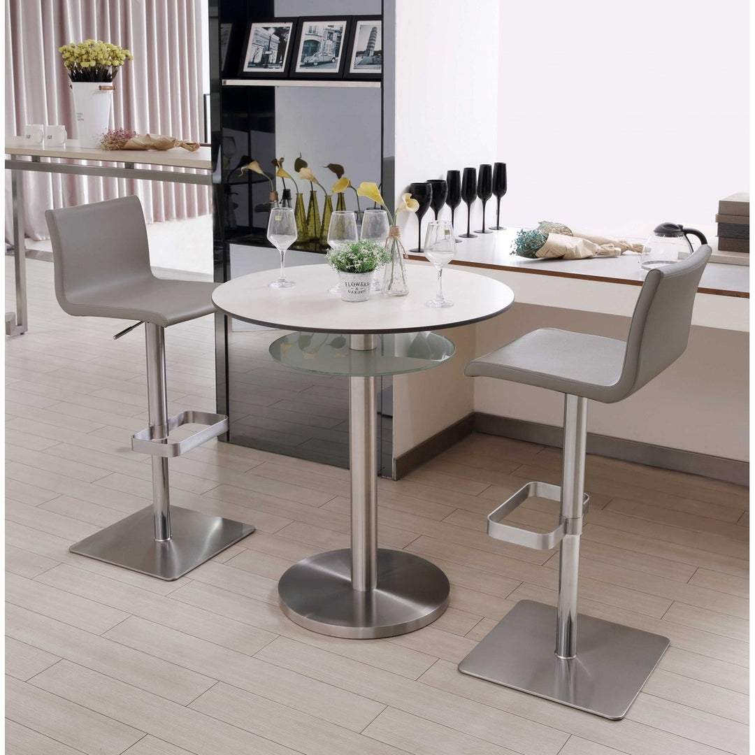 26 " Light Gray And Silver Stainless Steel Counter Height Bar Chair Image 6