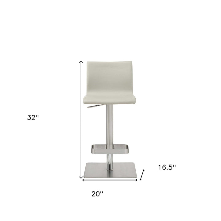 26 " Light Gray And Silver Stainless Steel Counter Height Bar Chair Image 9