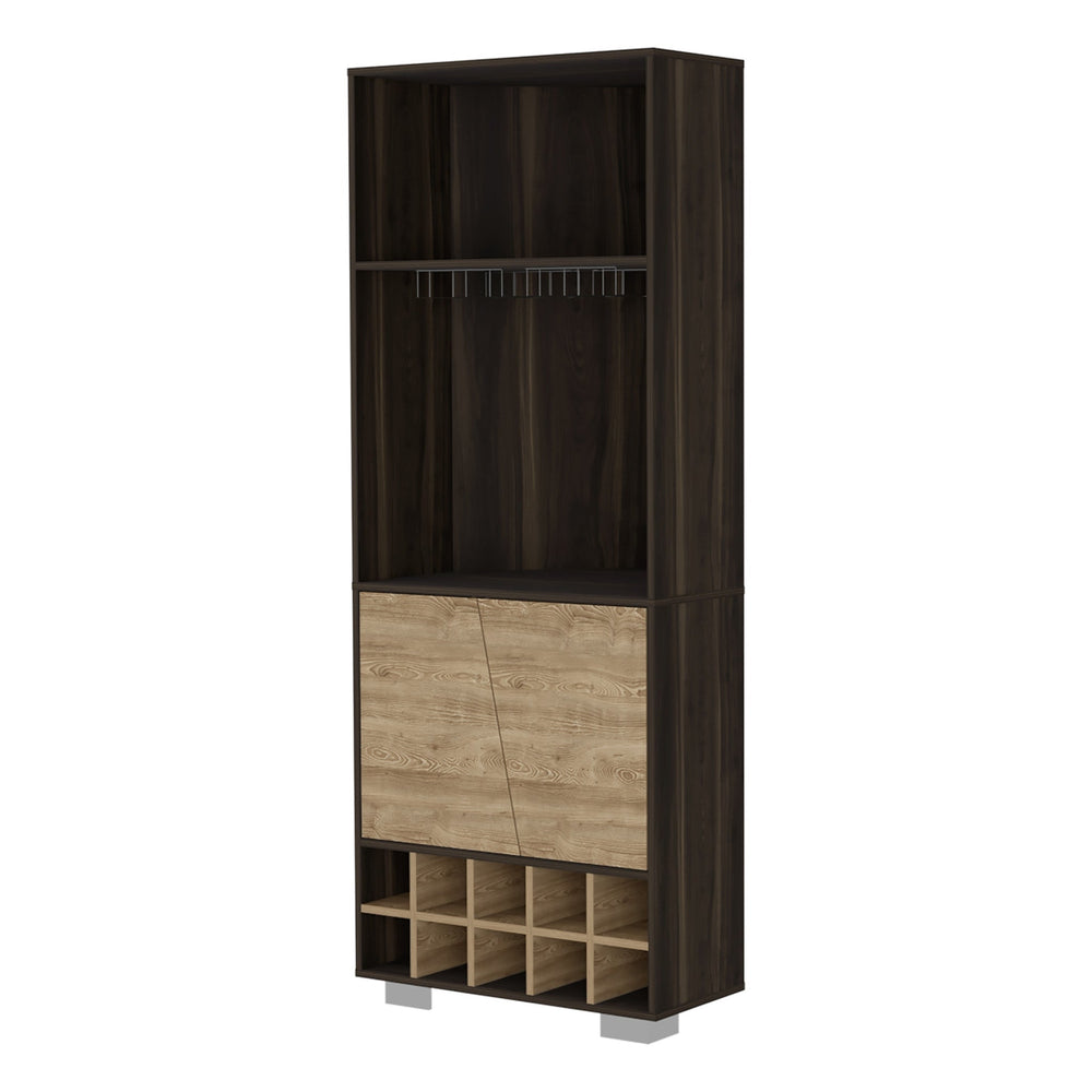 27" Dark Brown Corner Bar Cabinet With Multiple Shelves Image 2