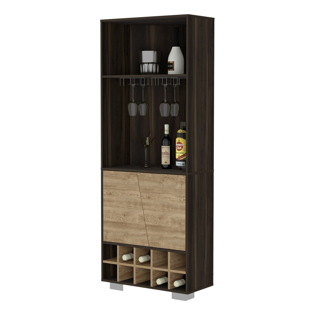 27" Dark Brown Corner Bar Cabinet With Multiple Shelves Image 6