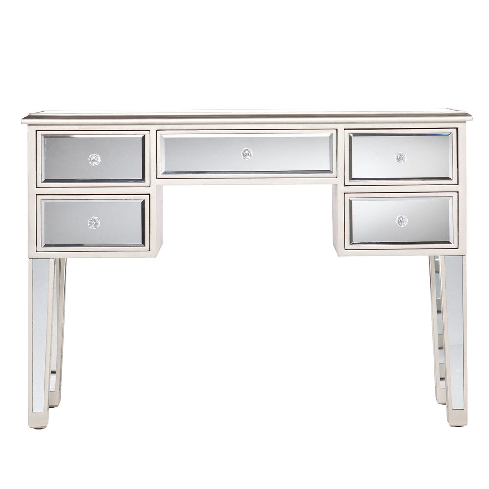 43" Silver Mirrored Glass Console Table With Storage Image 2