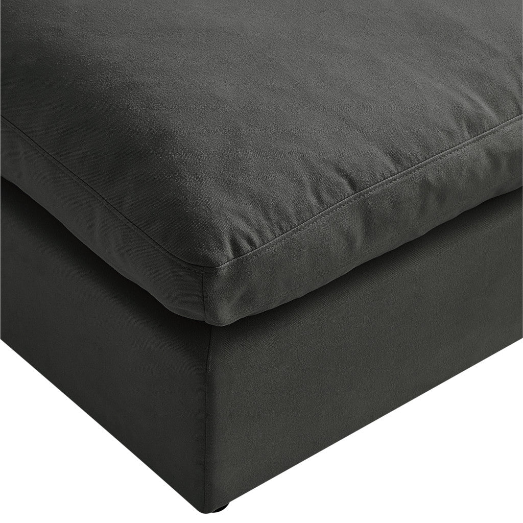 36" Charcoal Linen And Black Ottoman Image 4