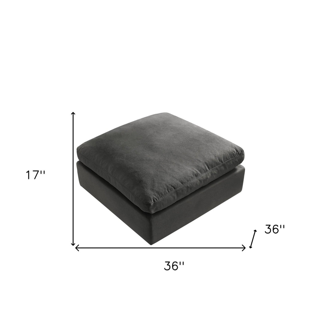 36" Charcoal Linen And Black Ottoman Image 6