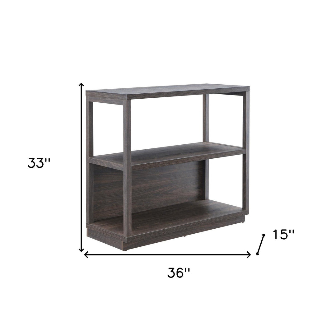 33" Brown Three Tier Standard Bookcase Image 5