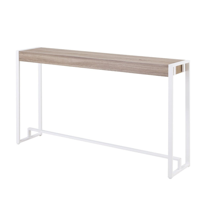 54" Gray Brown and White Sled Console Table Image 3