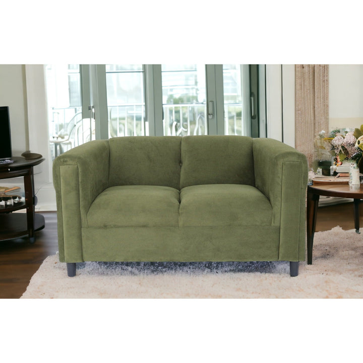 54" Green And Black Microsuede Loveseat Image 5