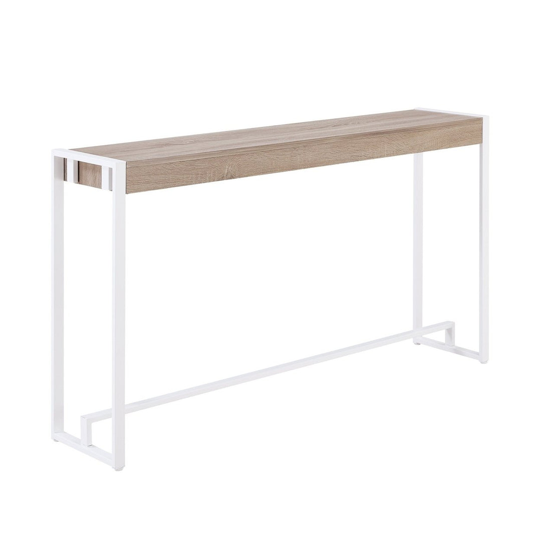 54" Gray Brown and White Sled Console Table Image 5