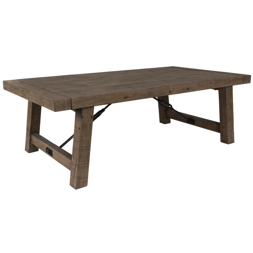 55" Brown Solid Wood Distressed Coffee Table Image 1