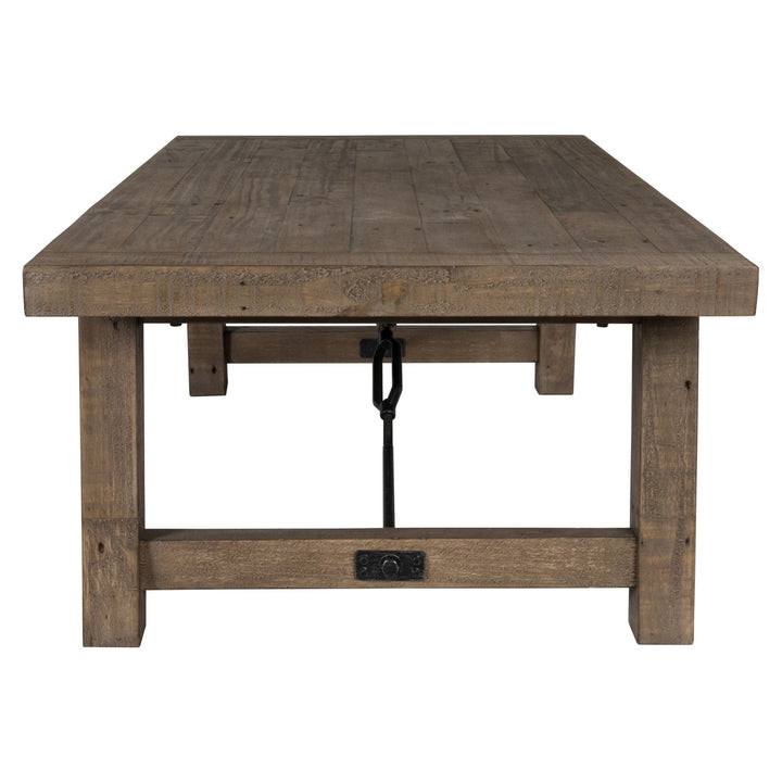 55" Brown Solid Wood Distressed Coffee Table Image 2