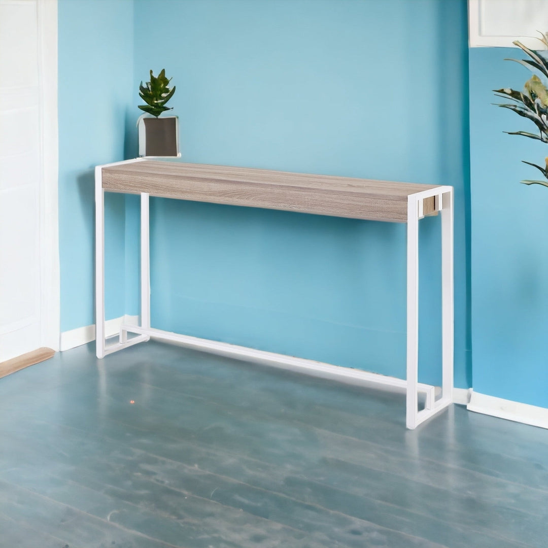 54" Gray Brown and White Sled Console Table Image 9