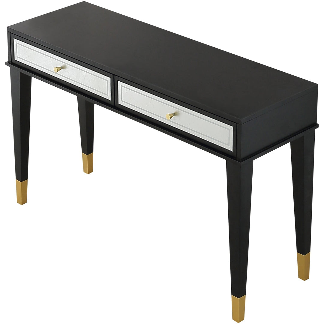 47" Black and Black and Gold Console Table With Storage Image 4