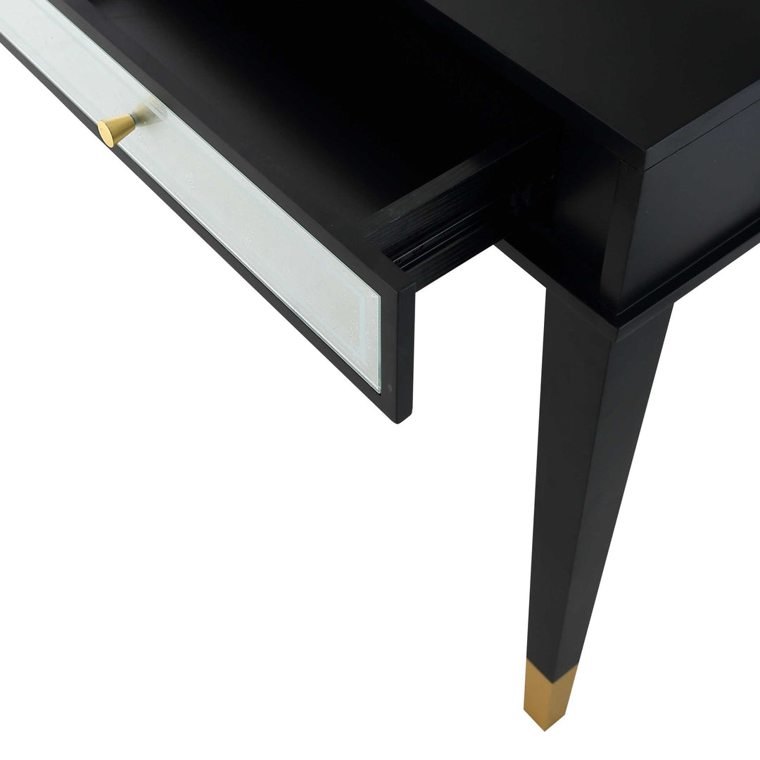 47" Black and Black and Gold Console Table With Storage Image 6