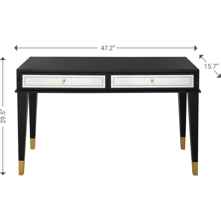 47" Black and Black and Gold Console Table With Storage Image 9