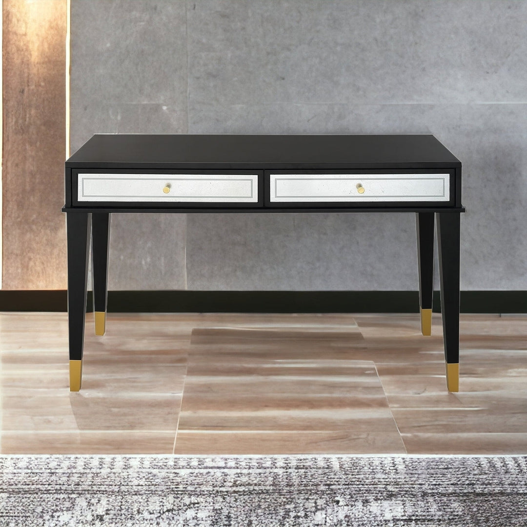 47" Black and Black and Gold Console Table With Storage Image 10