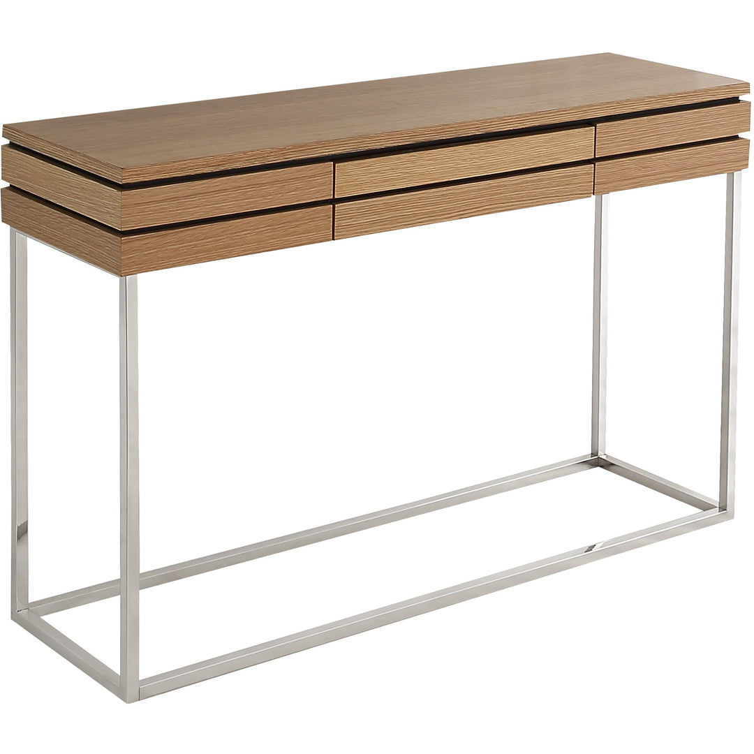 47" Brown and Silver Frame Console Table And Drawers Image 3