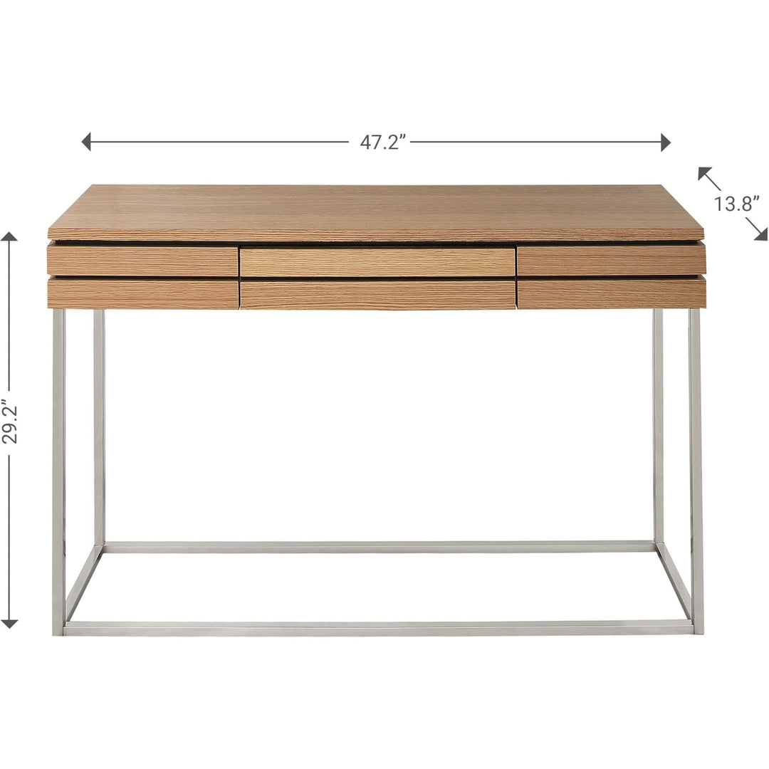 47" Brown and Silver Frame Console Table And Drawers Image 9