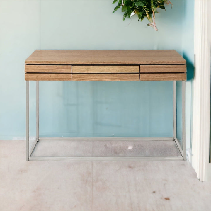 47" Brown and Silver Frame Console Table And Drawers Image 10