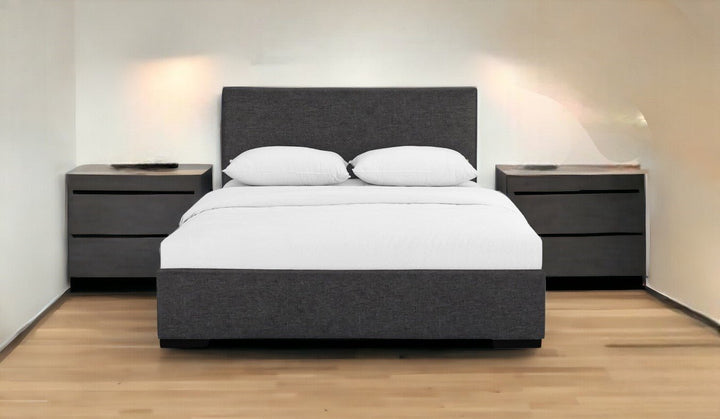 Black Upholstered Queen Platform Bed Image 1