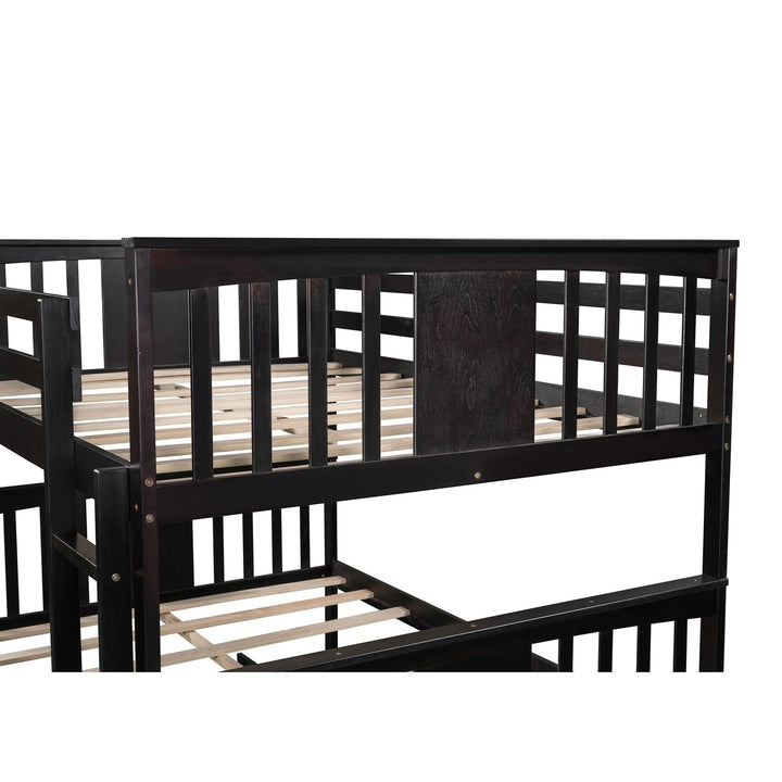 Brown Double Full Size Over Twin Trundle Bunk Bed Image 8