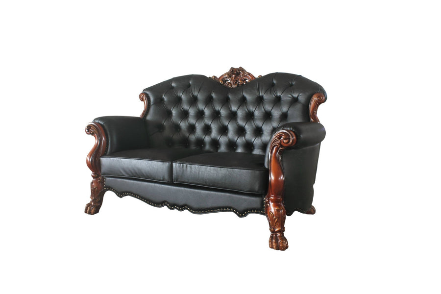 71" Black And Brown Faux Leather Loveseat and Toss Pillows Image 1