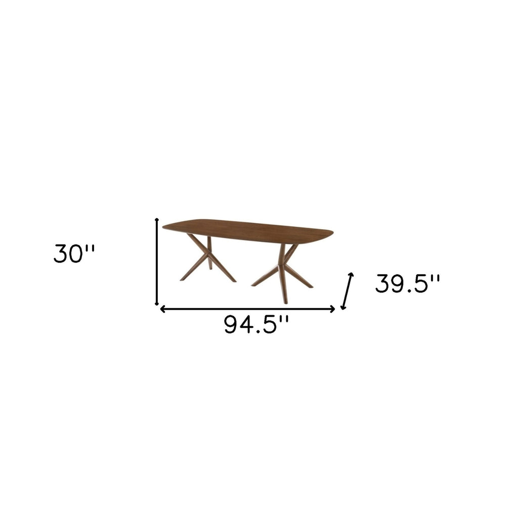 95" Walnut Rectangular Manufactured Wood And Solid Manufactured Wood Dining Image 2