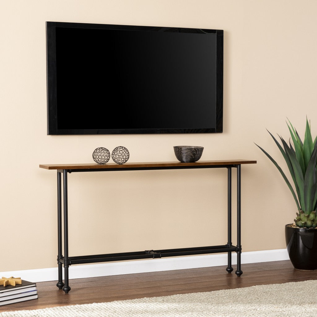 56" Espresso and Black Console Table Image 1