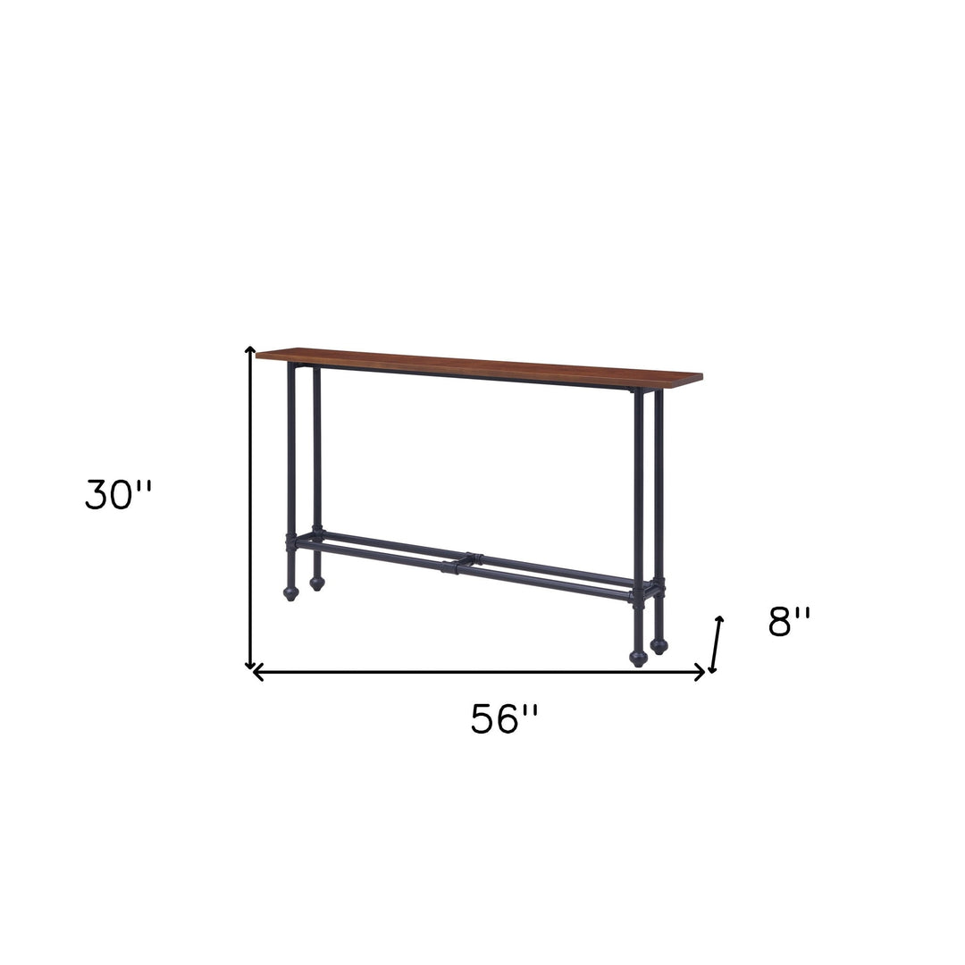 56" Espresso and Black Console Table Image 9