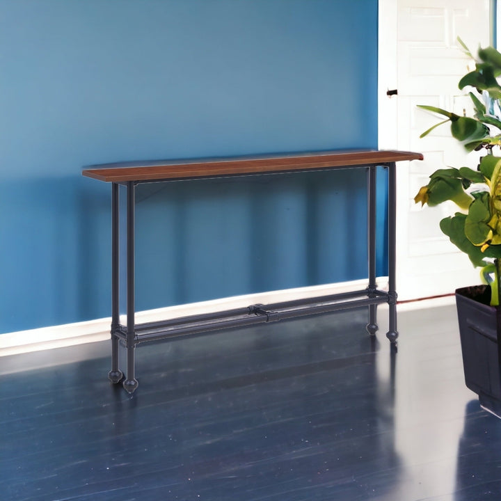 56" Espresso and Black Console Table Image 10