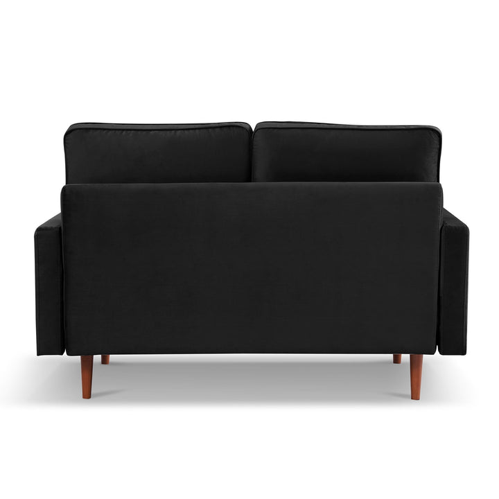 57" Black And Dark Brown Velvet Loveseat and Toss Pillows Image 4