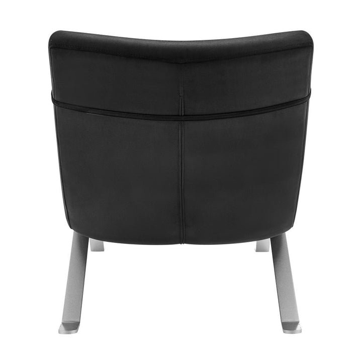 66" Black and Silver Velvet Lounge Chair Image 5