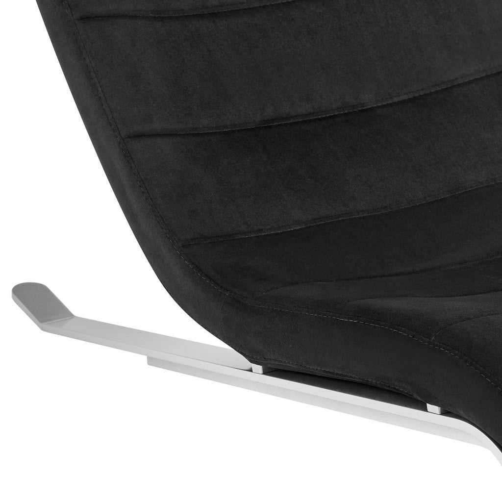 66" Black and Silver Velvet Lounge Chair Image 7