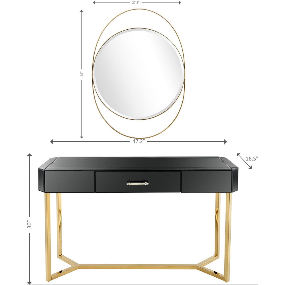 Black and Gold Mirror and Console Table Image 2