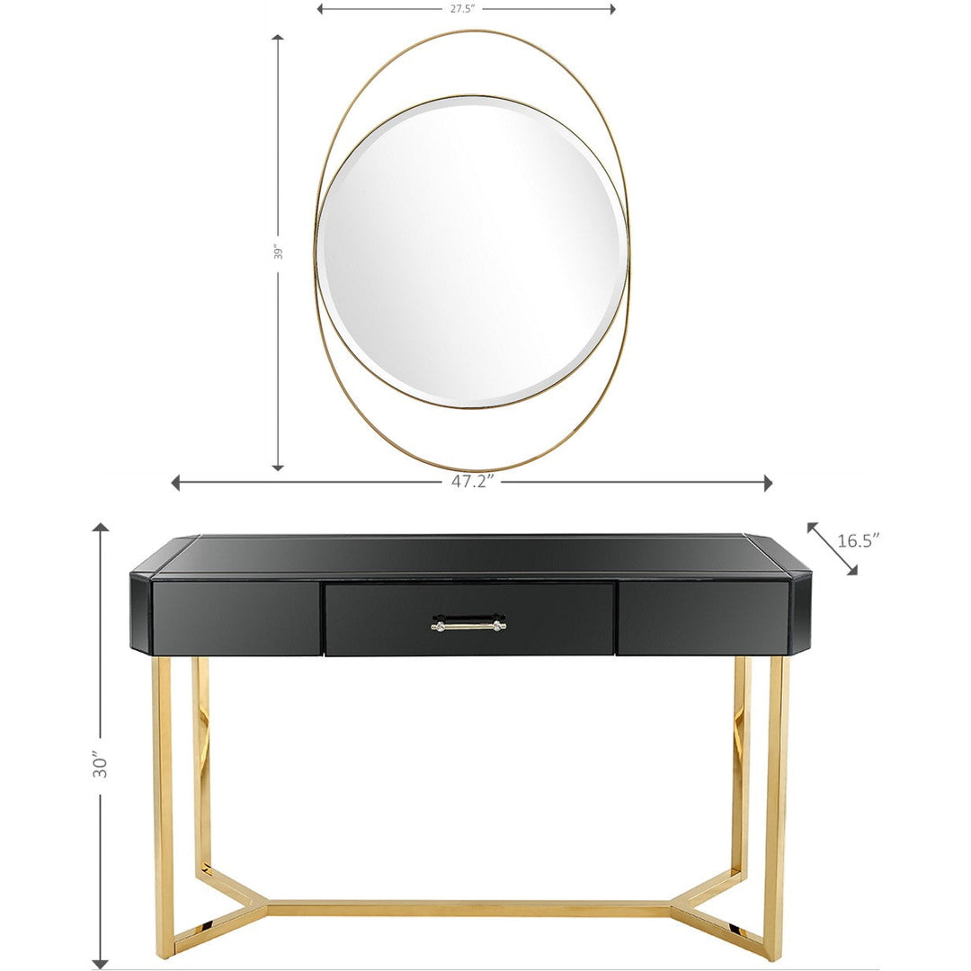 Black and Gold Mirror and Console Table Image 2