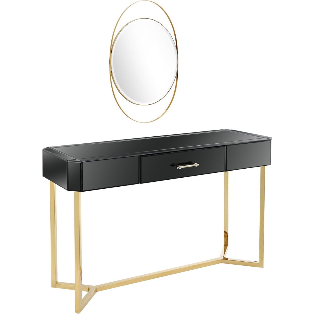 Black and Gold Mirror and Console Table Image 3