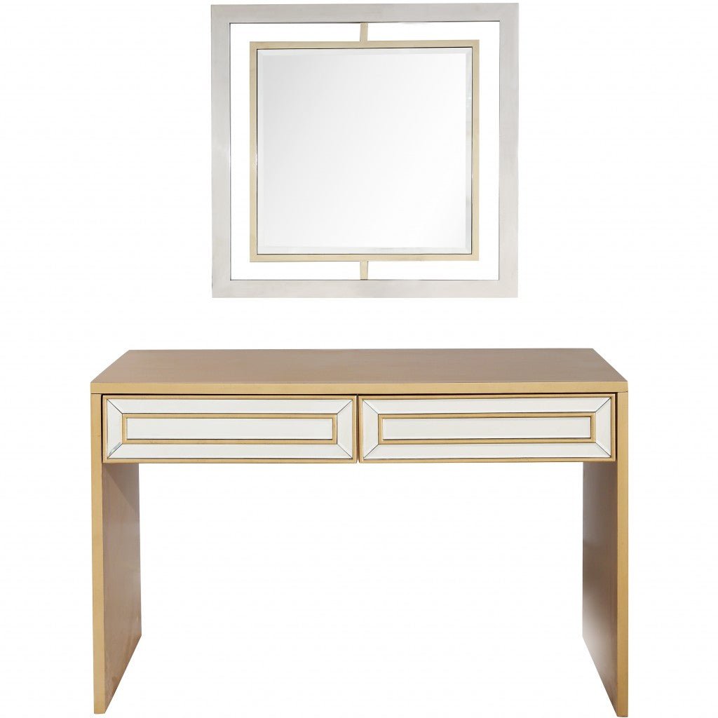 Antiqued Gold Finish Mirror and Console Table Image 1