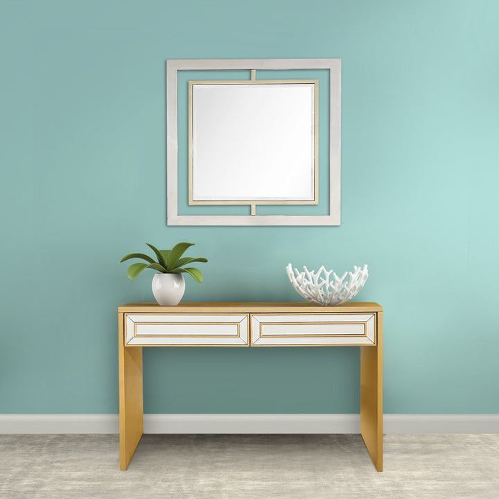 Antiqued Gold Finish Mirror and Console Table Image 2