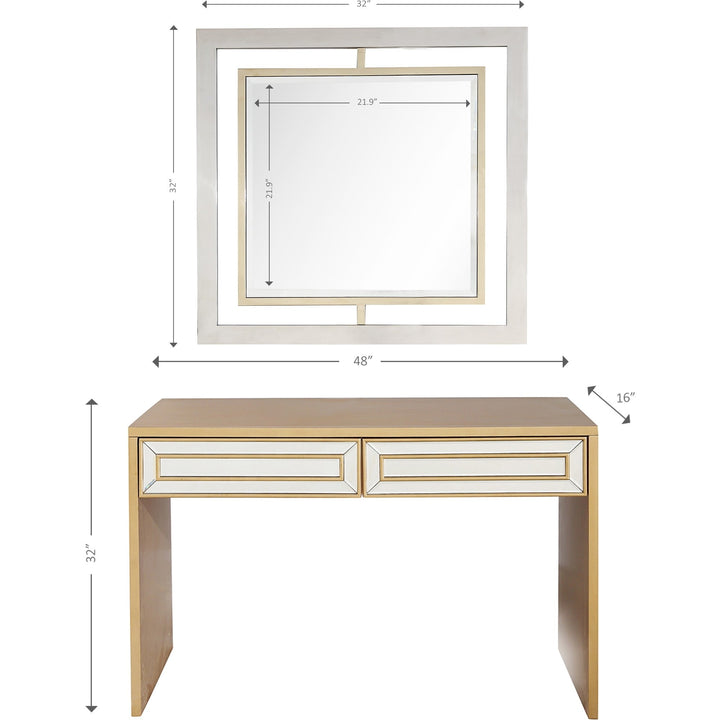 Antiqued Gold Finish Mirror and Console Table Image 3