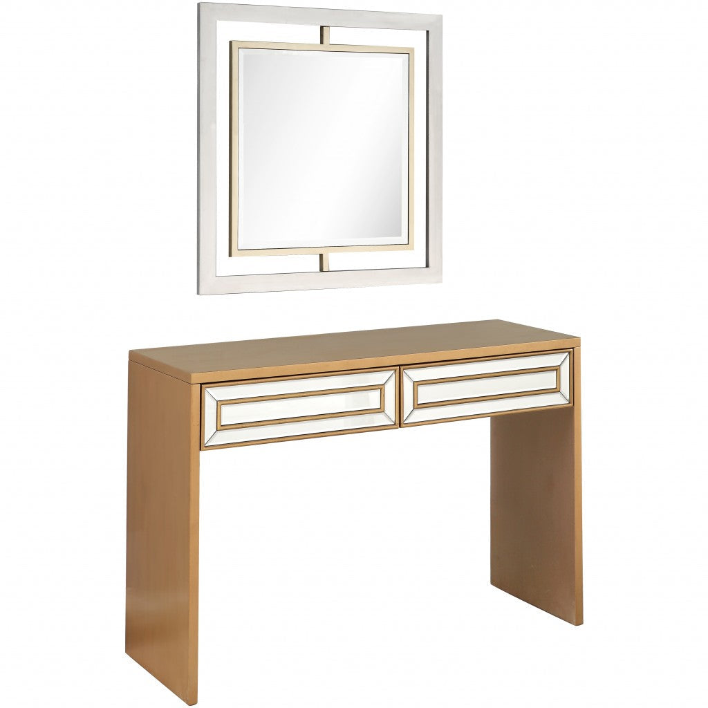 Antiqued Gold Finish Mirror and Console Table Image 4