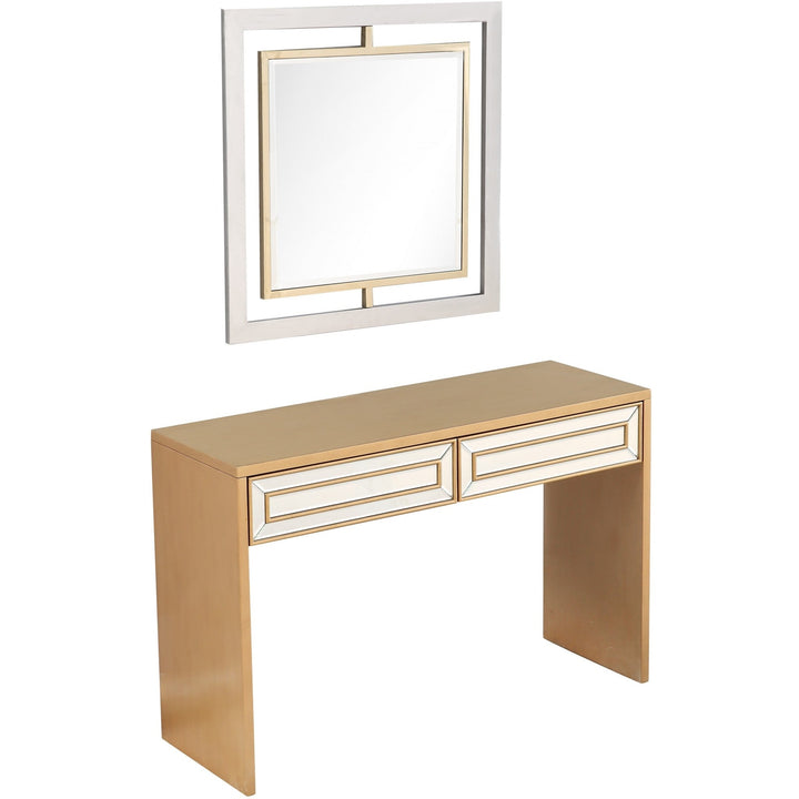 Antiqued Gold Finish Mirror and Console Table Image 5